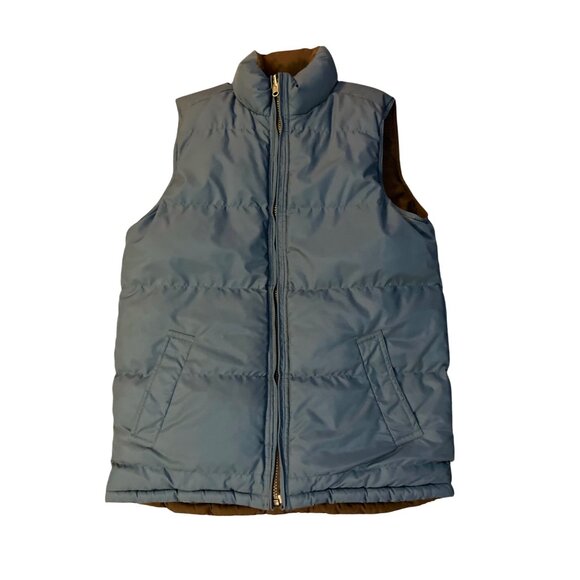 GapKids Puffer Vest Boys XXL Used Reversible Blue Brown - Picture 12 of 14